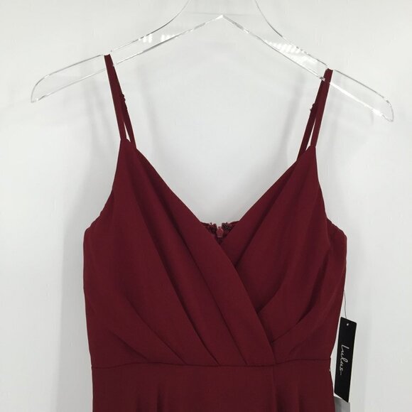 Lulus All About Love v-neck spaghetti strap chiffon wine maxi formal dress new M - Picture 5 of 7